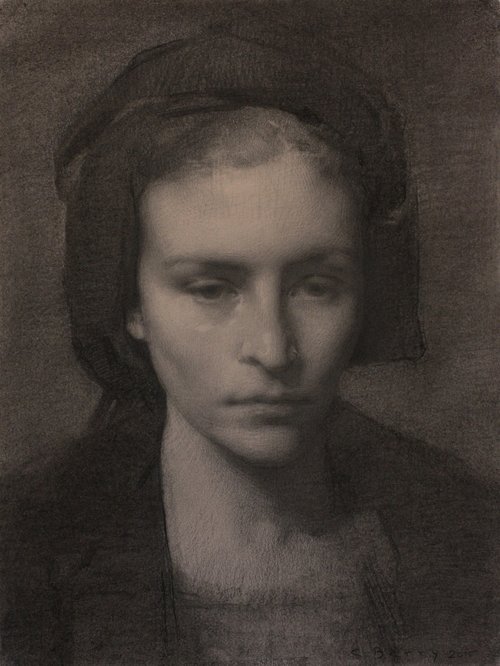 COLLEEN BARRY, estudo para o retrato de MJW | grafite e carvão sobre papel